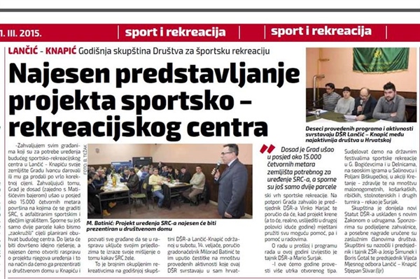 Najesen predstavljanje projekta "Sportsko – rekreacijskog centra u Lančić – Knapiću"