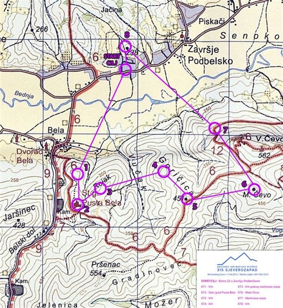 Mini-treking: Završje Podbelsko, Bela, Čevo