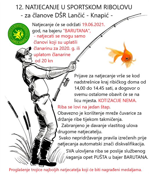 NAJAVA: 12. natjecanje u sportskom ribolovu za članove DŠR Lančić - Knapić.