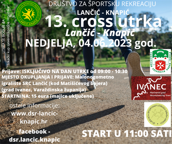 NAJAVA: 13. CROSS UTRKA LANČIĆ - KNAPIĆ