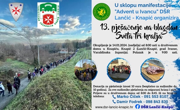 VAŽNA OBAVIJEST! Pješačenje se zbog najave izrazito nepovoljnih vremenskih prilika odgađa za 14.01.2024 (nedjelja).