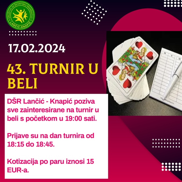 NAJAVA:  „43. turni u beli"