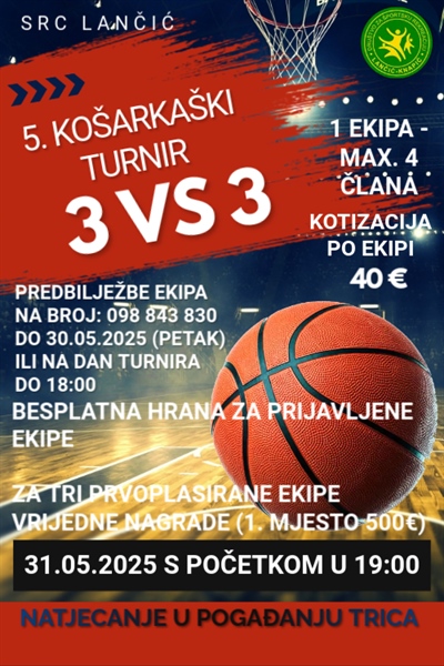 5. KOŠARKAŠKI TURNIR 3 VS 3