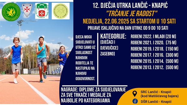 12. dječja utrka Lančić-Knapić "Trčanje je radost"