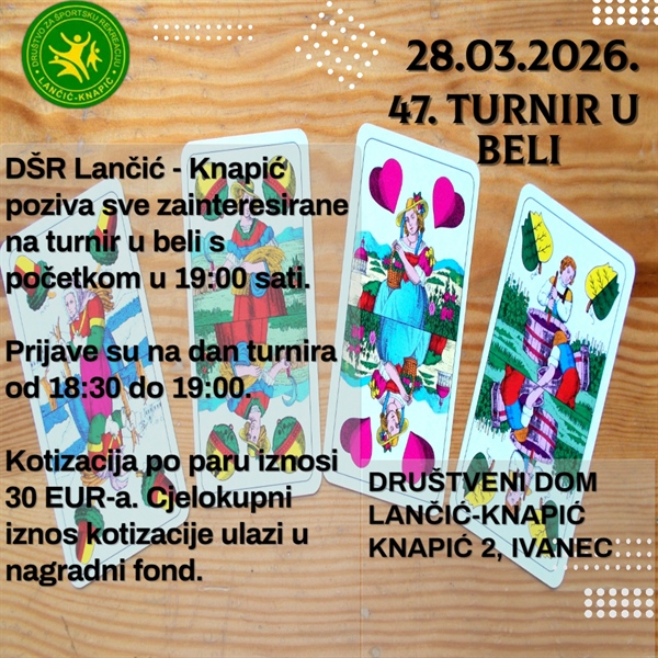 47. turnir u beli 28.03.2026