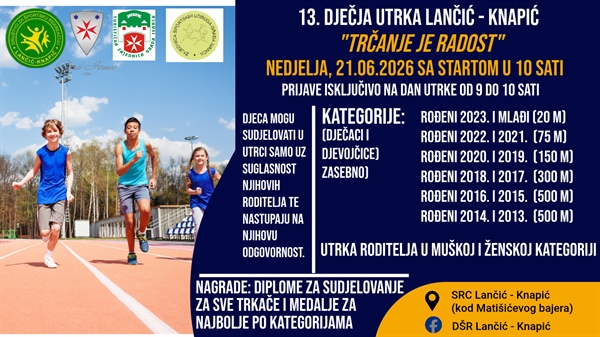13. dječja utrka Lančić-Knapić "Trčanje je radost"